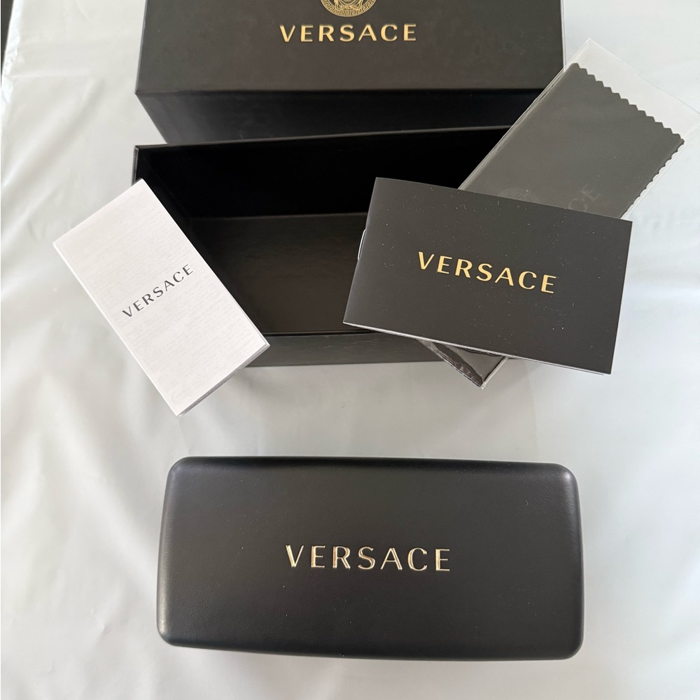 Versace Black Sunglasses Case with Gold Accents “brand new”
